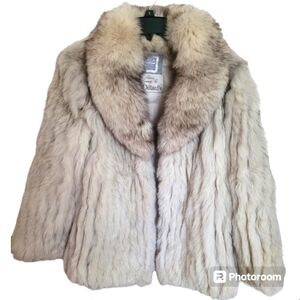 Vintage Saga Fox Real Fox Fur Luxury Cream Brown Mid Length Coat Size Medium